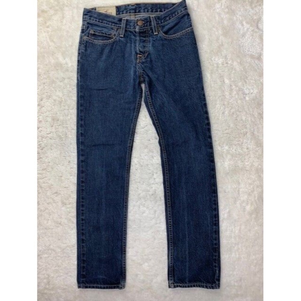 Hollister Size 28x30 Mens Jeans Button Fly Slim Straight Med Wash Cotton